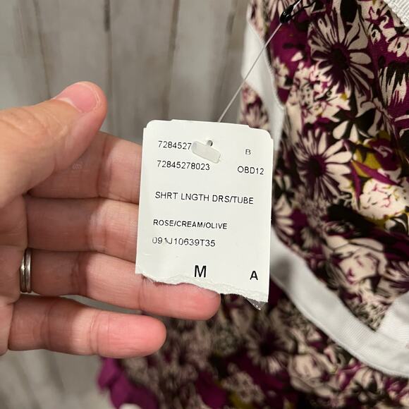 New Forever 21 Floral Babydoll Tube Top Mini Dress Y2K Womens Medium Tulle Girly - Picture 5 of 9